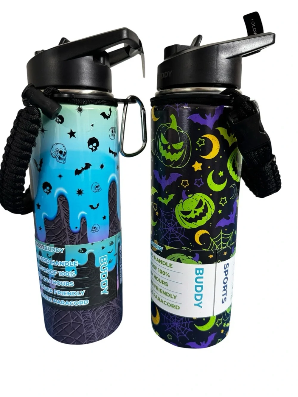 2 Viral FrostBuddy Glow In The Dark Halloween Water Bottles NWT